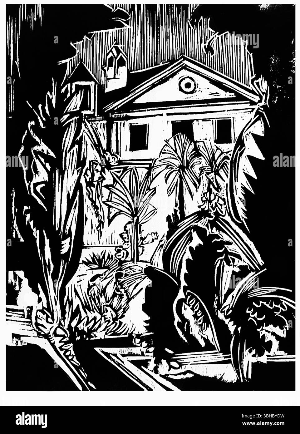 Botanischer Garten, Jena von Ernst Ludwig Kirchner – 1914 expressionistische Landschaft, Deutsche Moderne Kunst, Public Domain High-Resolution Fine Art Print Stockfoto