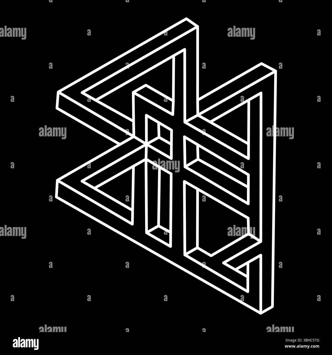 Unmögliche Formen Logo-Design, optische Illusionsobjekt. OP-Art-Figuren. Heilige Geometrie. Stock Vektor