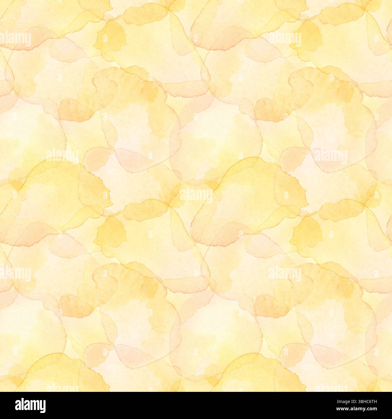 Aquarell nahtlos handgezeichnet zartes gelbes Muster mit durchscheinenden Flecken Stockfoto