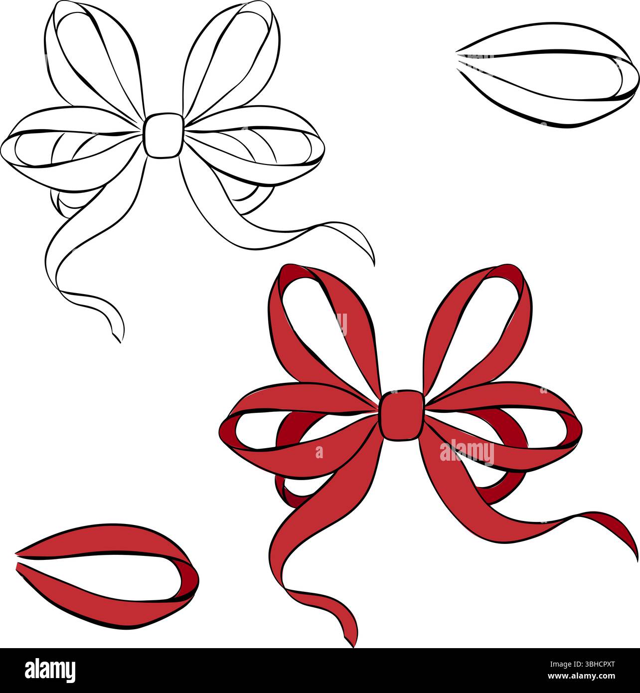 Rotes Band isoliert auf transparentem Hintergrund. Abbildung der grafischen Vektorfarbe. Rotes Seidenband, perfekt für Karten, Dekorationen, Aufkleber, Logo, Stock Vektor