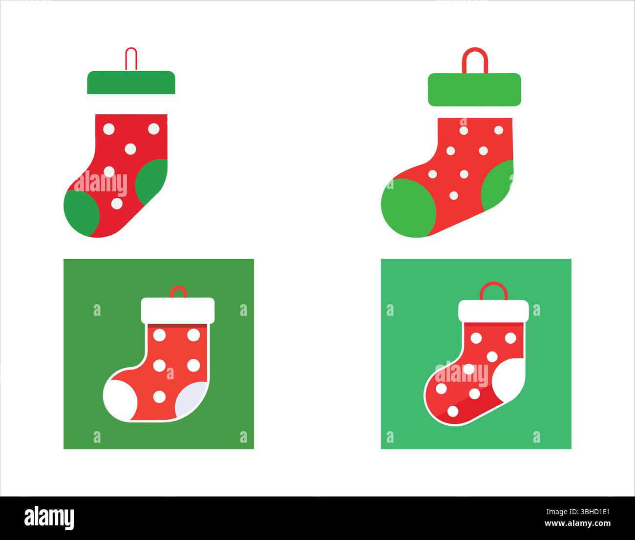 Weihnachtsstrümpfe Icons Rot und Grün festliche Weihnachtsmotive Stock Vektor