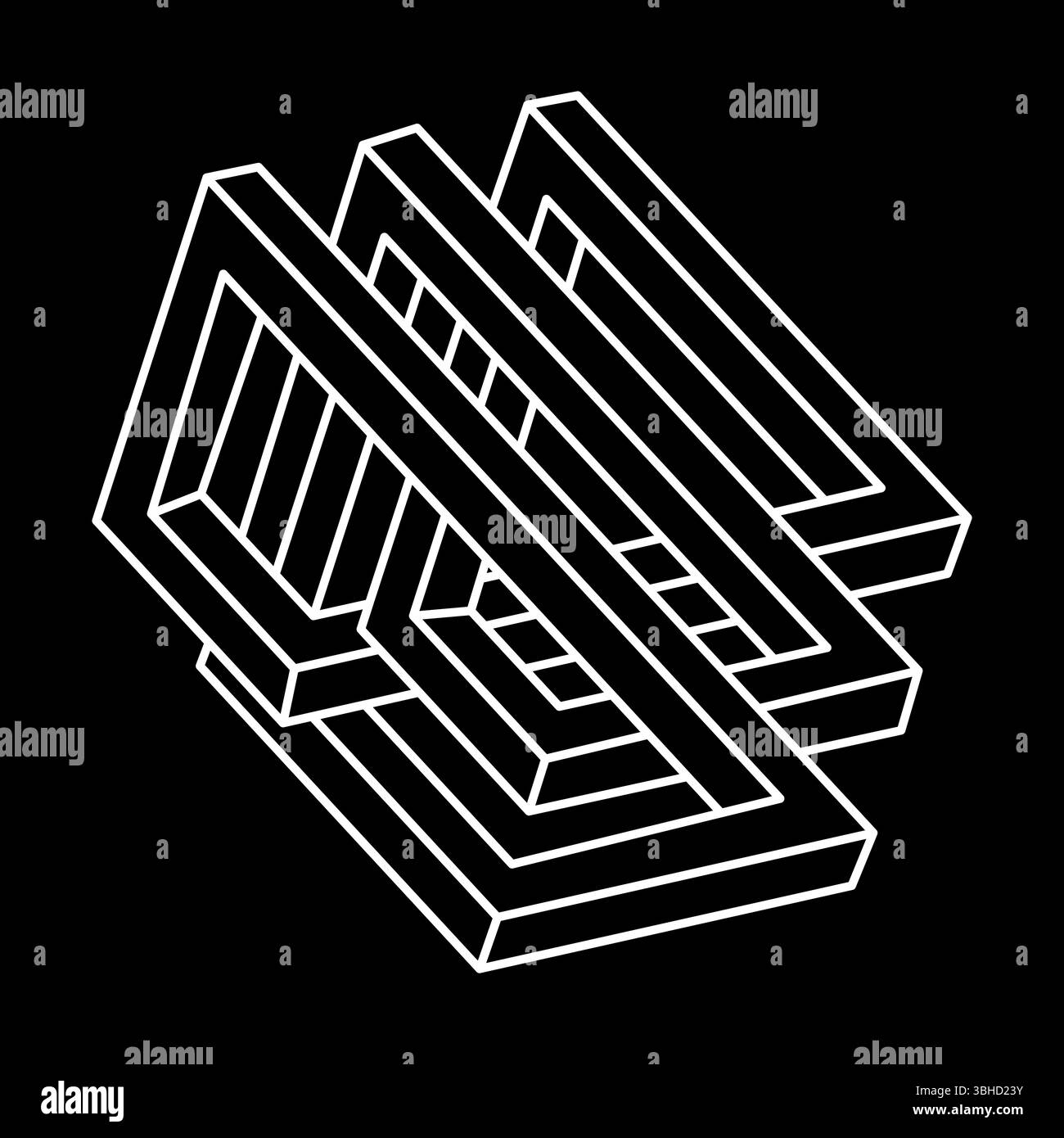 Unmögliche Form. Optische Kunst. Webdesign-Element. Optisches Illusionsobjekt. Geometrische Figur. Stock Vektor
