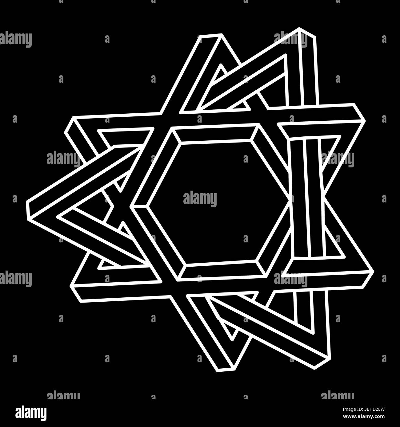 Unmögliche optische Täuschungsform. Optisches Kunstobjekt. Unmögliche Figur. Heilige Geometrie. Stock Vektor