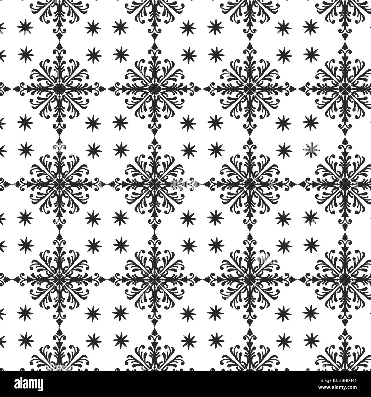 Damast-Blumenmuster - Nahtloser Kunstvoller Hintergrund Stock Vektor