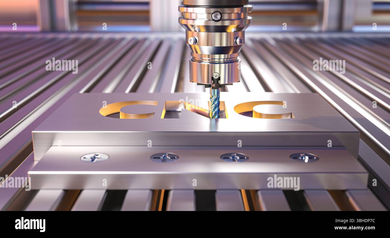 CNC-Fräsmaschine Gravur cnc-Buchstaben 3d Stockfoto CNC-Fräsmaschine Gravur cnc-Buchstaben 3d Stockfoto