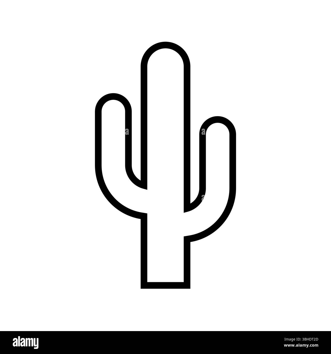 Kakteen-Silhouette. Icon mexikanische Kakteen. Schwarze einfache Kakteen isoliert auf weißem Hintergrund. Saguaro unterschreiben. Niedliche Form mit Logo. Wüstenpiktogramm. Linie Stock Vektor