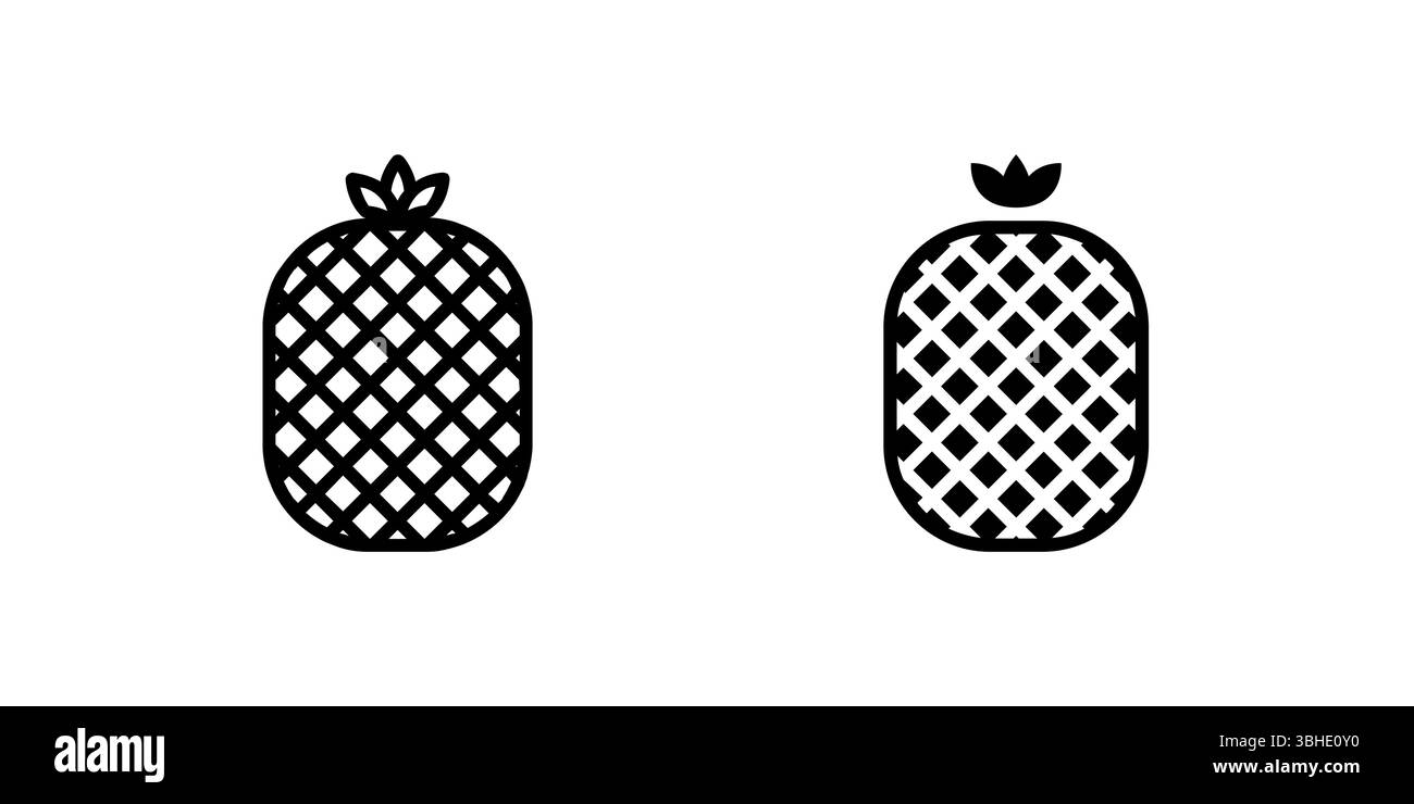 Ananassymbole, ideal für tropische Themen, exotische Früchte, gesunde Getränke und Sommermotive. Stock Vektor