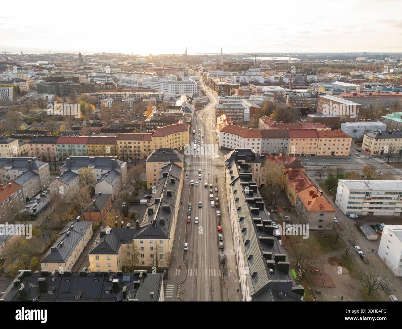 Helsinki auf einem Drohnenfoto Stockfoto