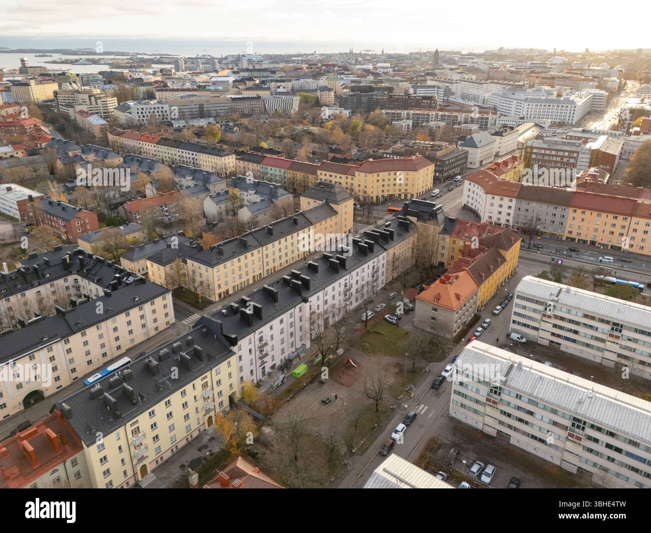 Helsinki auf einem Drohnenfoto Stockfoto