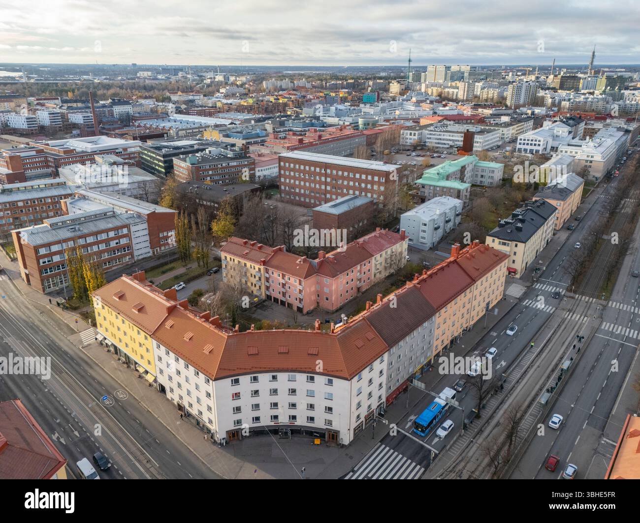 Helsinki auf einem Drohnenfoto Stockfoto