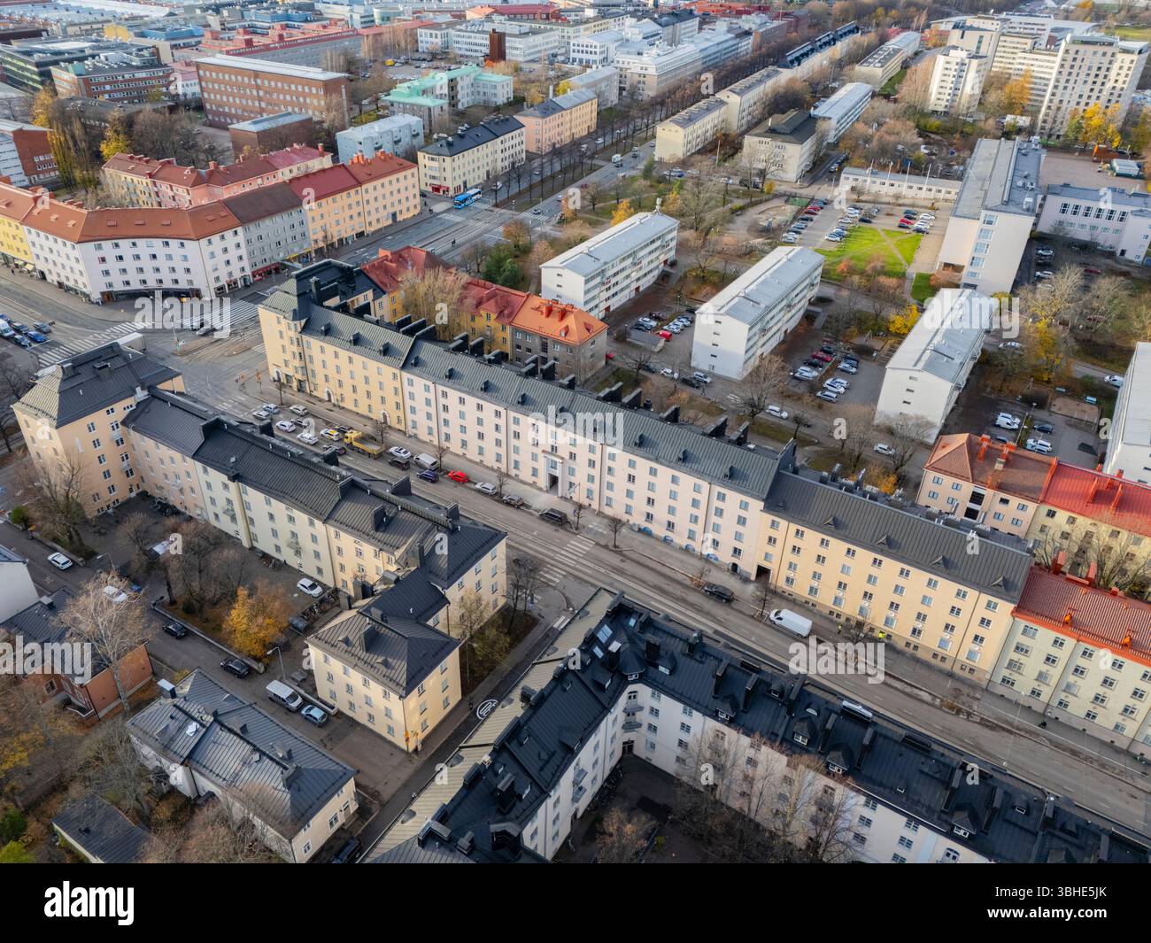 Helsinki auf einem Drohnenfoto Stockfoto
