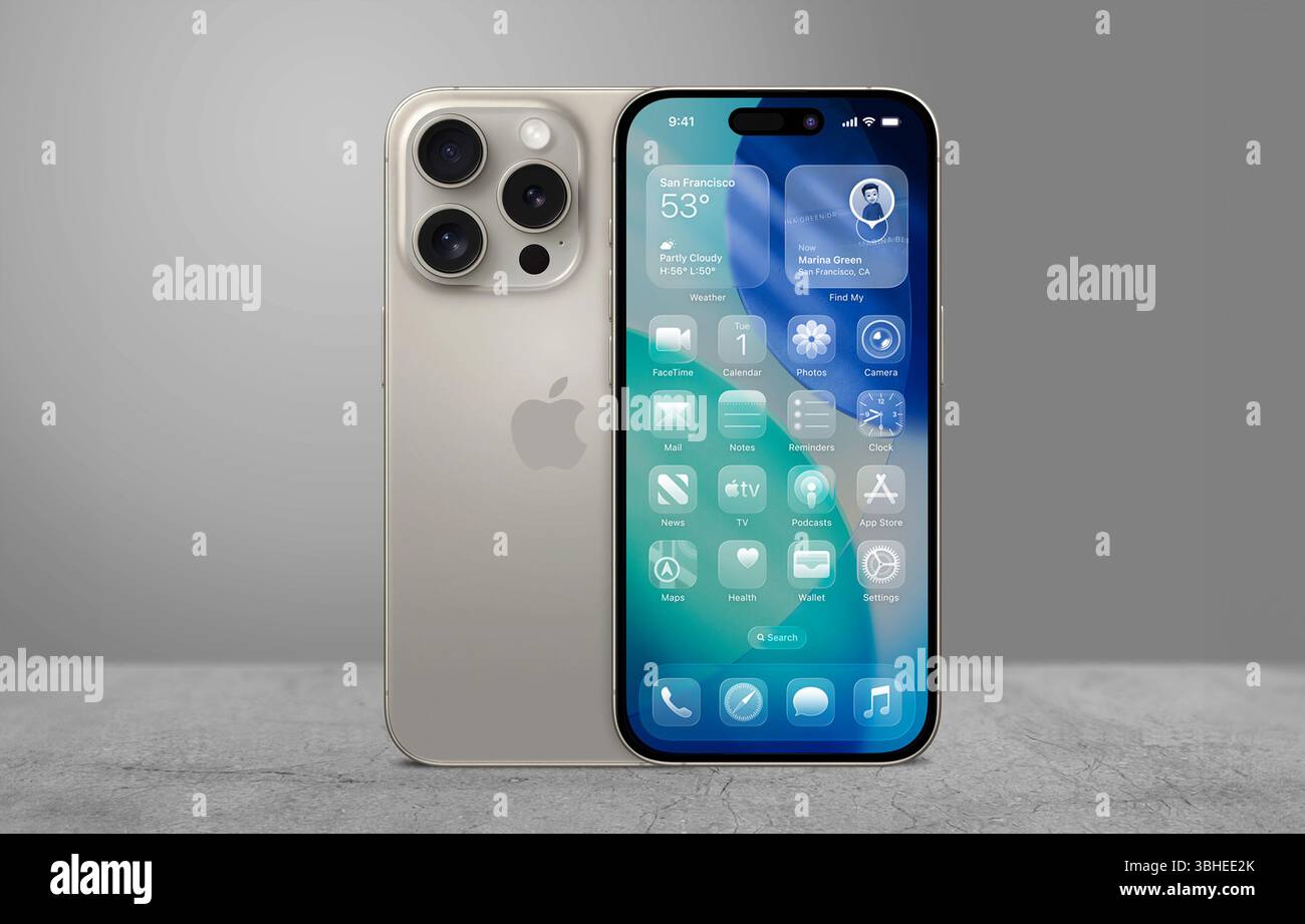 Antalya, Türkei - 9. Juni 2025: Neue iOS 26 Screenshots auf dem iPhone 16 Pro Bildschirm Stockfoto