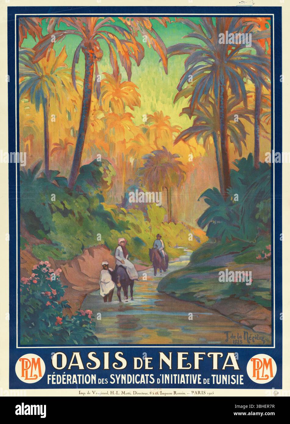 Oasis de Nefta, Tunesien. Vintage 1920s Tunesian Travel Poster, von Joseph de La Nézière, 1925 Stockfoto