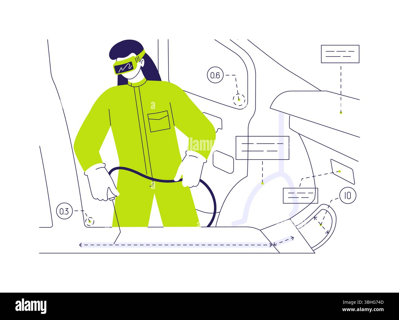 AR in Reparatur und Wartung abstrakte Konzeptvektorillustration. Stock Vektor