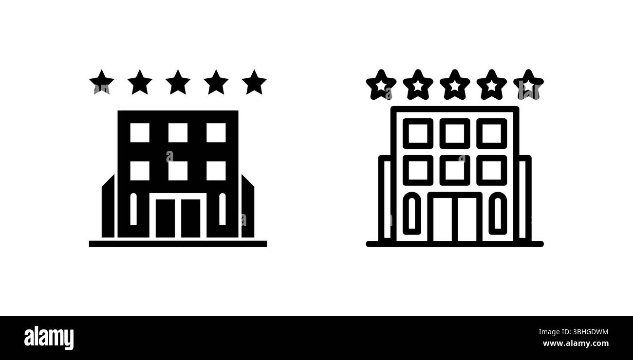 Ein Symbol der 5-Sterne-Hotelbewertung, ideal für Luxushotels, erstklassige Unterkünfte und gehobene Gastfreundschaft. Stock Vektor