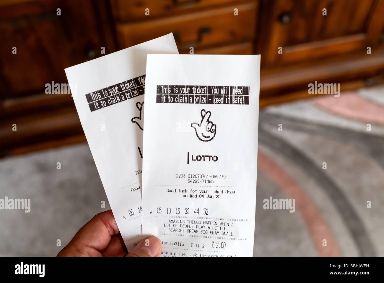 Lotto UK Lottotickets Stockfoto