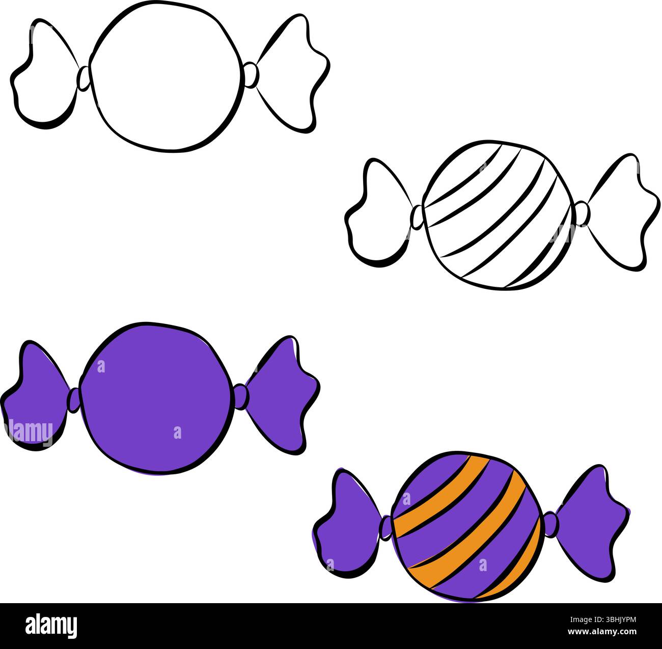 Buntes, rundes, eingewickeltes Bonbon-Logo, Illustration für süßes Essen. Isoliert auf transparentem Hintergrund. Abbildung der grafischen Vektorfarbe. Geeignet für Pos. Stock Vektor