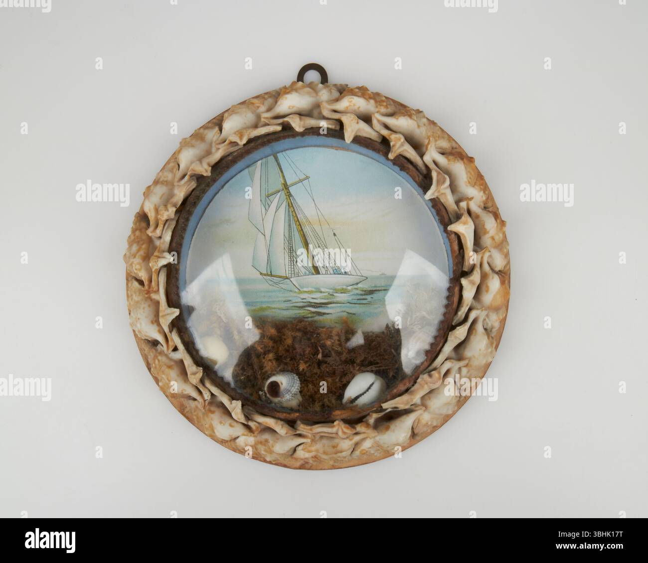 Antikes Shell Art Diorama Aus Dem Frühen 20. Jahrhundert Stockfoto