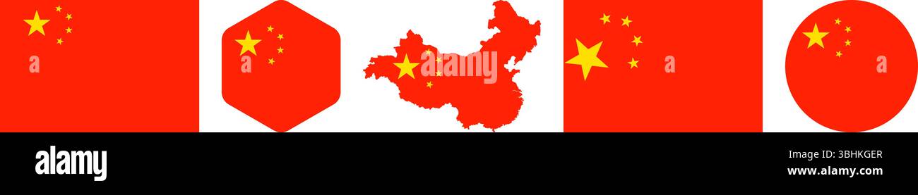Symbol-Set mit China-Flaggenaufklebern Stock Vektor