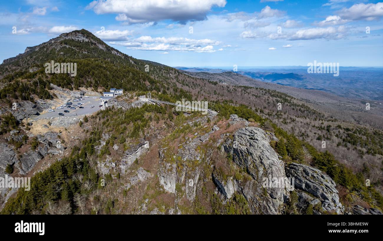 Grandfather Mountain ist ein Berg, eine gemeinnützige Attraktion und ein State Park in North Carolina in der Nähe von Linville, North Carolina. Bei 5.946 Fuß ist es das h Stockfoto