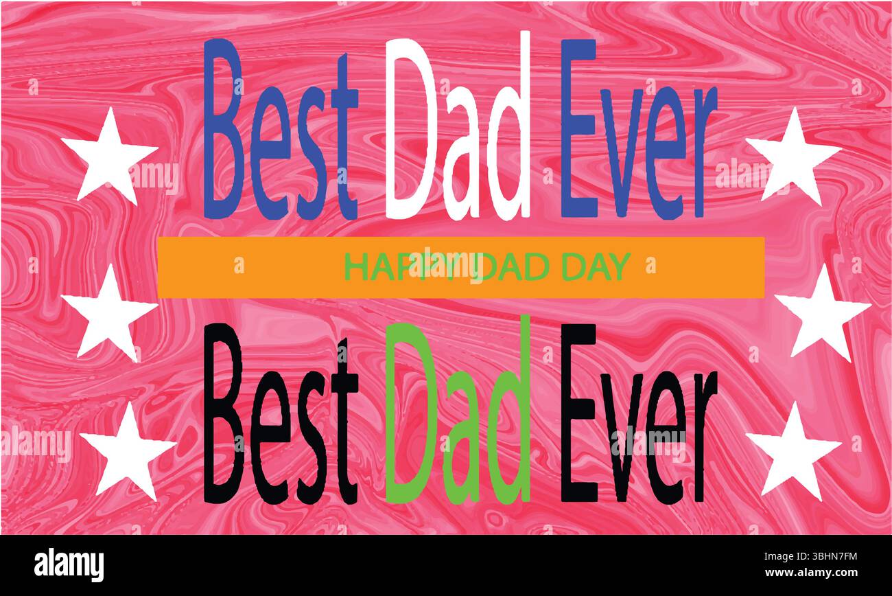 Beste Vektorkunst für Vatertag mit fetten Schriften und dekorativem Sternmuster Stock Vektor