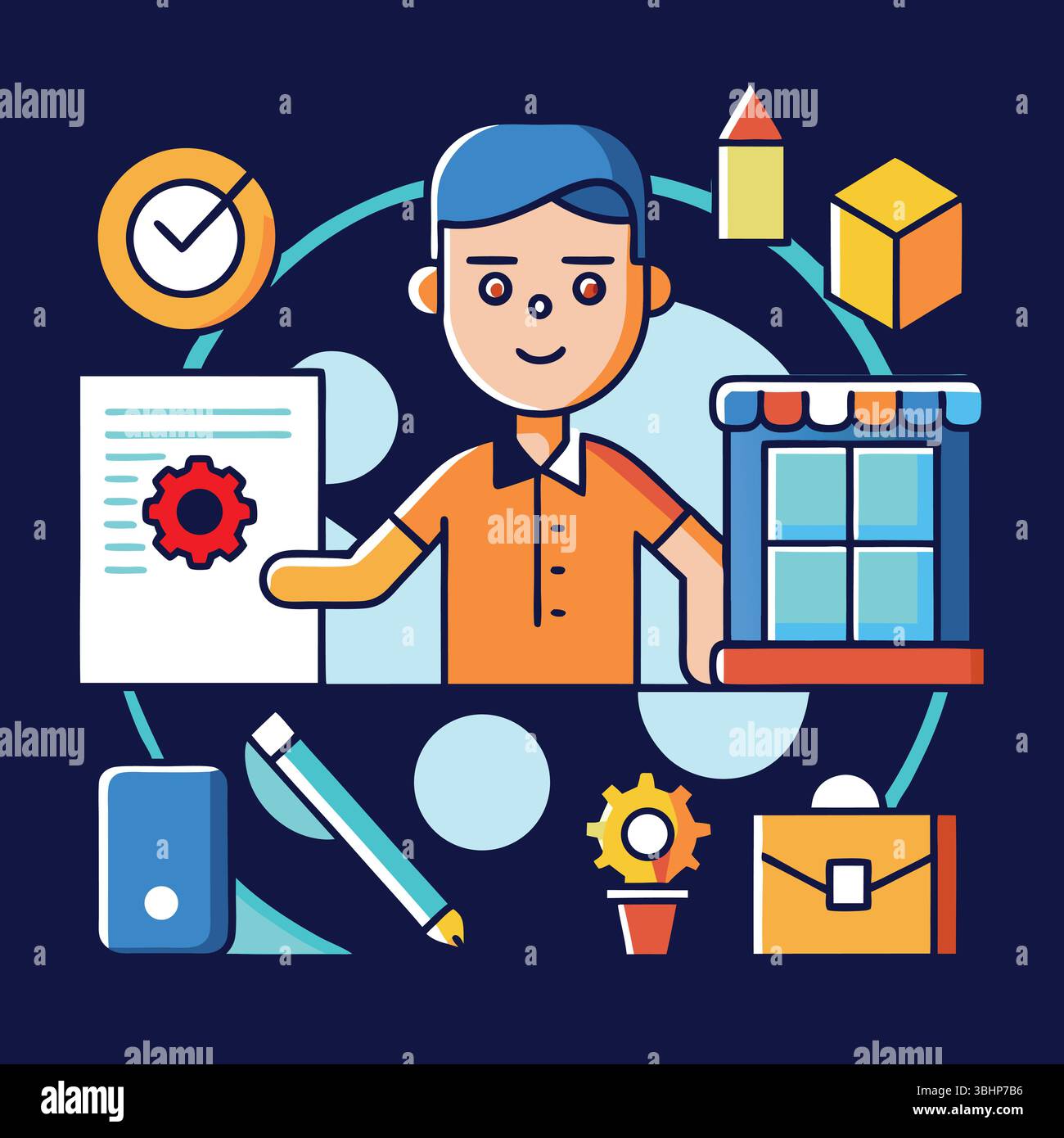 Projektmanagement- und Erfolgsstrategien für Unternehmen Kunst und Illustration Stock Vektor