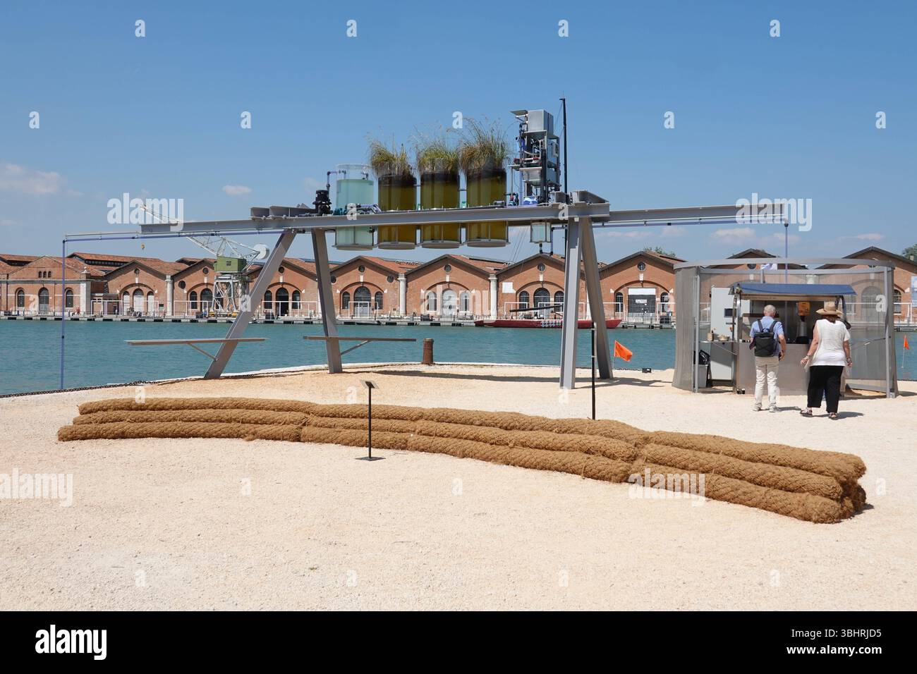 Venedig, Biennale, Canal CafÃ // Venedig, Biennale, Canal CafÃ , ein hybrides natürlich-künstliches Reinigungssystem beschleunigt die Reinigungseffekte von t Stockfoto