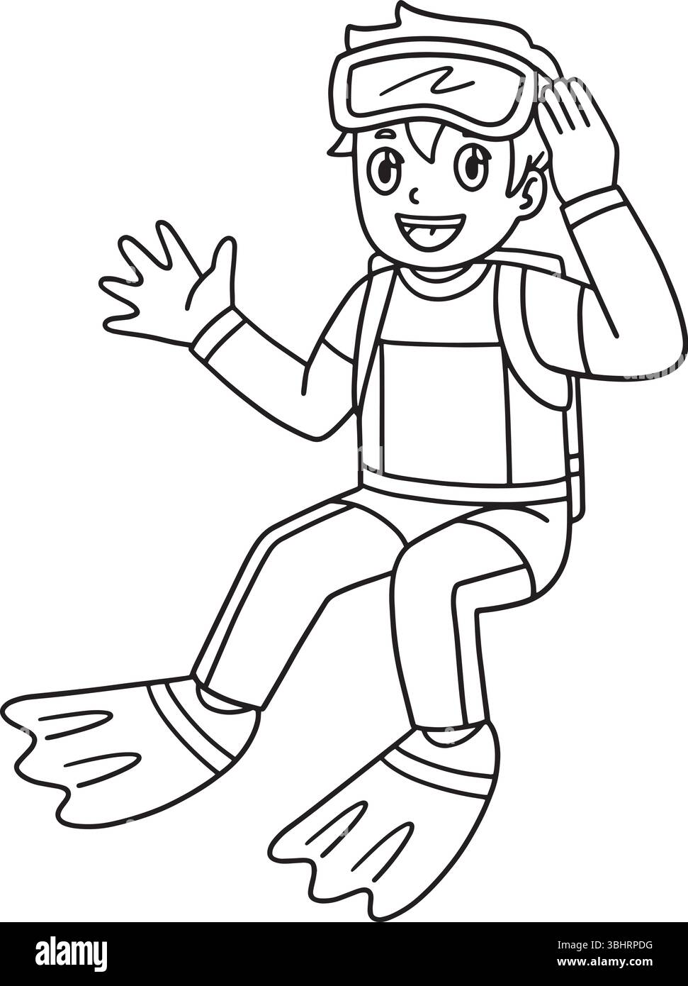 Scuba Diving männlich bereit, in Wasser isoliert zu gehen Stock Vektor