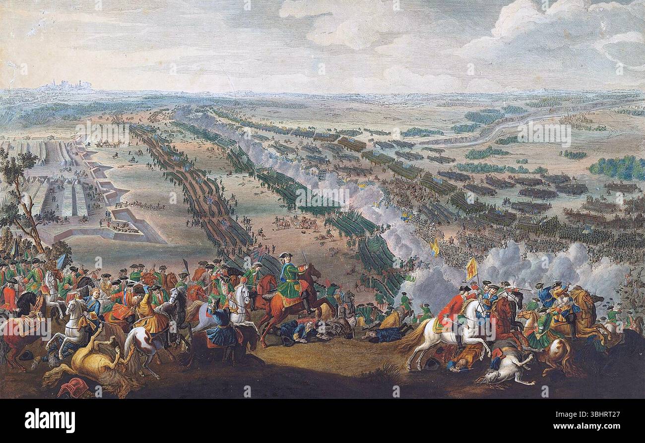 SCHLACHT VON POLTAWA 8. Juli 1709: Peter I. besiegt die schwedische Armee Stockfoto