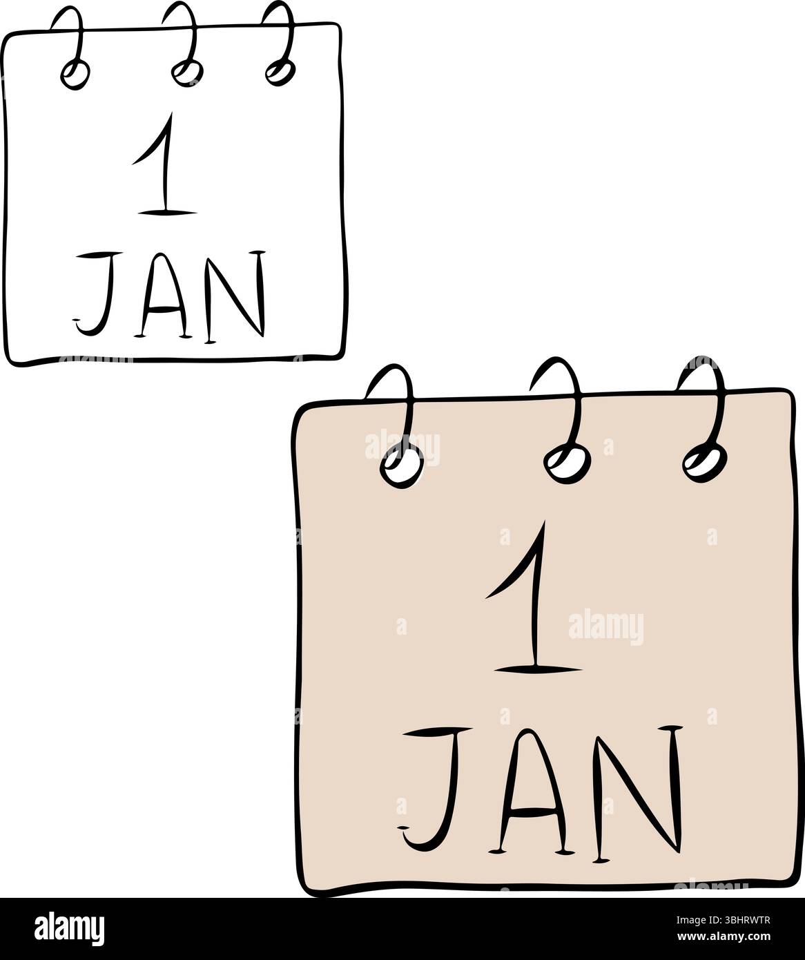 Kalenderblatt 1. januar isoliert auf transparentem Hintergrund. Abbildung der grafischen Vektorfarbe. Perfekt für Karten, Dekorationen, Aufkleber, Logo, mich Stock Vektor
