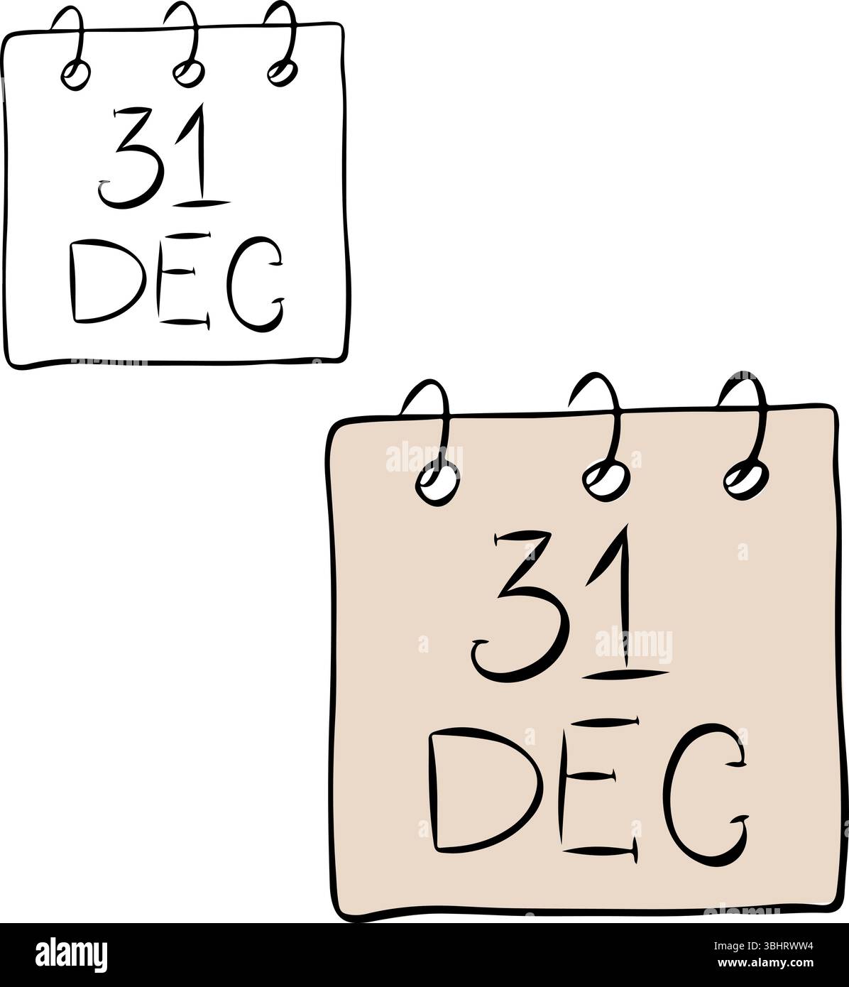 Kalenderblattsymbol Dez 31 isoliert auf transparentem Hintergrund. Abbildung der grafischen Vektorfarbe. Silhouettenzeichen für Logo, Druck, Comics, Mode, Stock Vektor