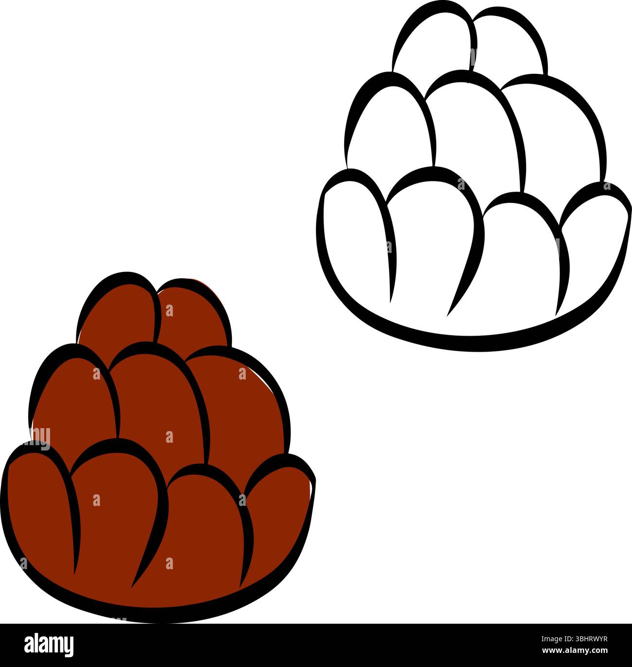 Silhouette des Kiefernkegels isoliert auf transparentem Hintergrund. Abbildung der grafischen Vektorfarbe. Design für Modegrafiken, Textildrucke, Stoffe, W Stock Vektor