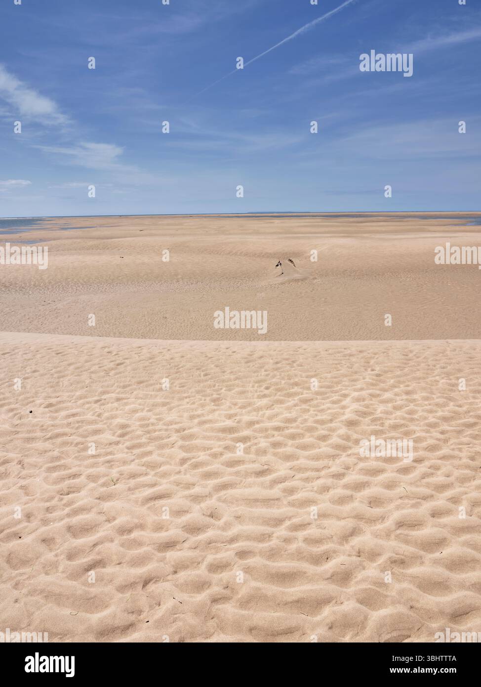 Muster im Sand entlang des Strandes in Westward Ho! Wenn die Flut kommt, North Devon, Großbritannien Stockfoto
