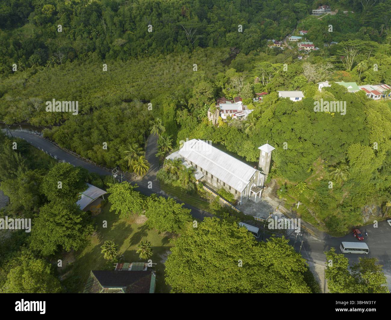 Seychellen, Mahe, Port Glaud, Kirche Peter und Paul, Port Glaud, Seychellen Stockfoto