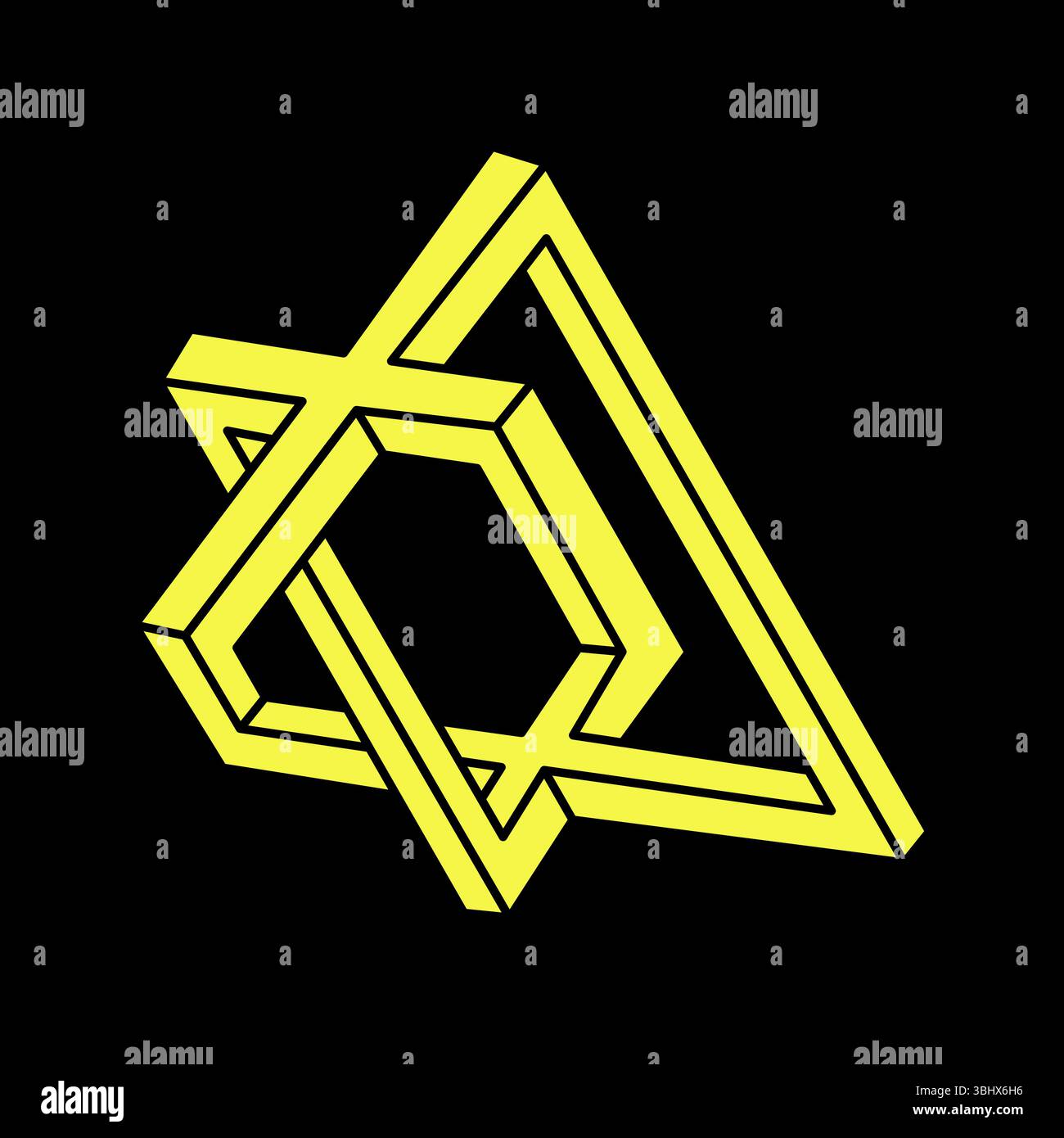 Unmögliche optische Täuschungsformen. Optisches Kunstobjekt. Unmögliche Zahlen. Heilige Geometrie. Escher-STYLE. Stock Vektor