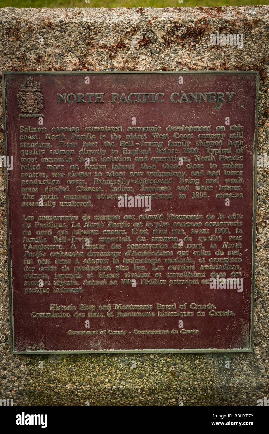 Die North Pacific Cannery National Historic Site. Prinz Rupert British Columbia, Kanada. Stockfoto
