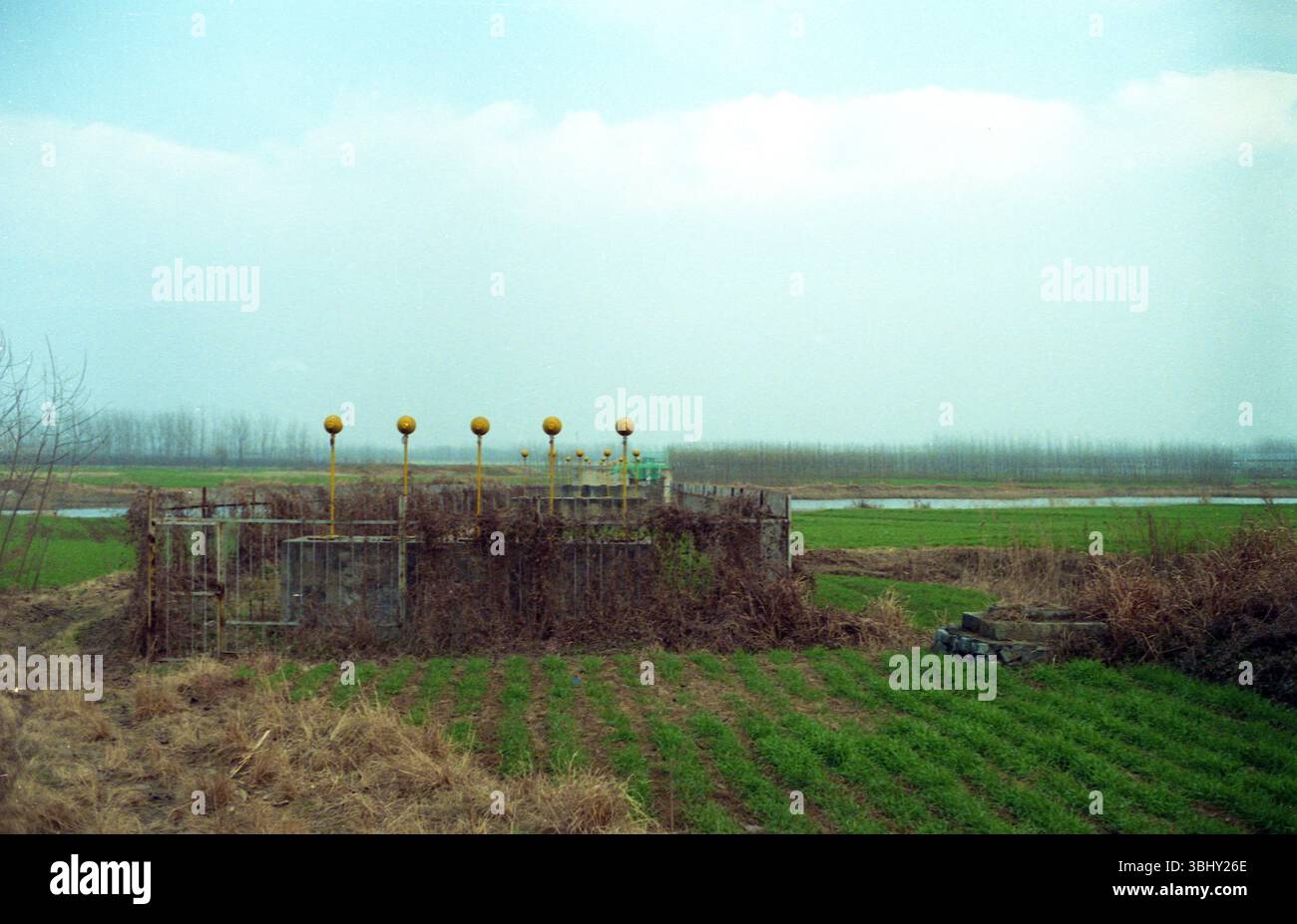 Anfang 2010 erstreckt sich das China Airport Approach Lighting System in die Entfernung Stockfoto