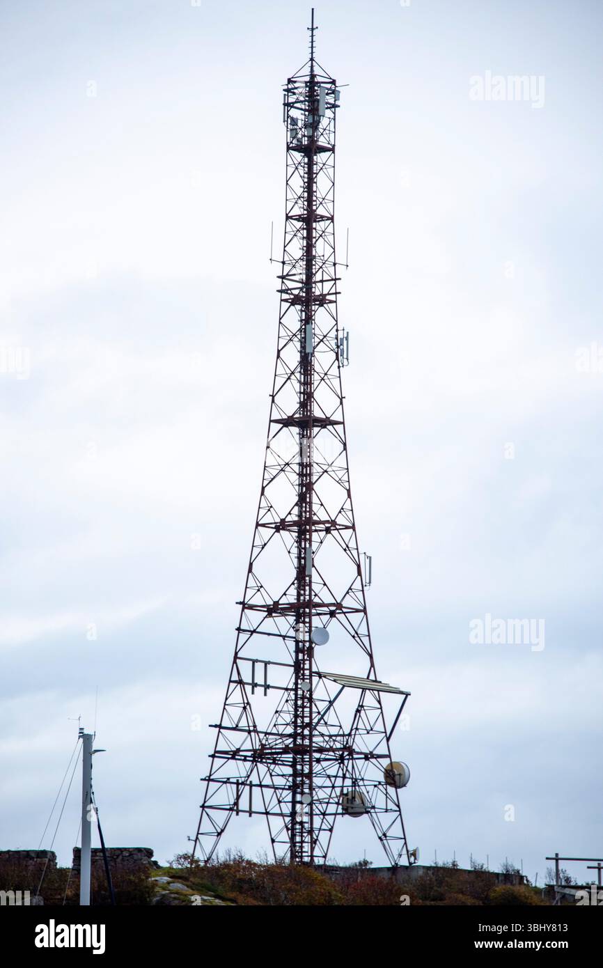 Funkantennenturm in Lofoten - Norwegen Stockfoto