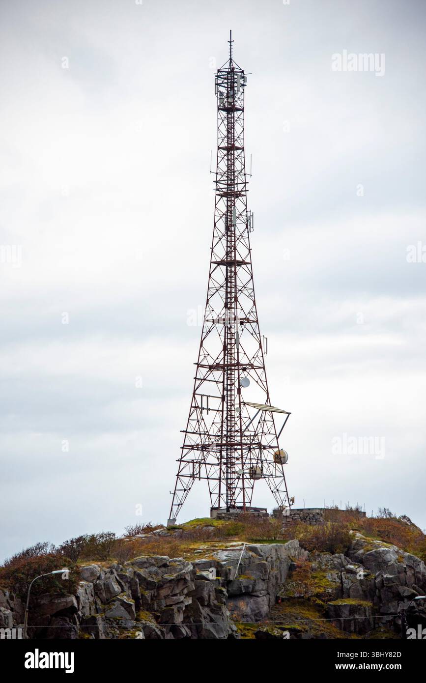 Funkantennenturm in Lofoten - Norwegen Stockfoto
