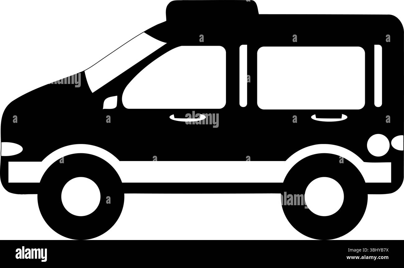 Kompakte Van- oder SUV-Silhouette – Symbol für Transport- und Nutzfahrzeug Stock Vektor
