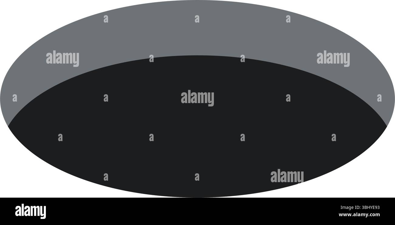 Golffeld Loch für Ball. Kaninchen- oder Maus-Rundloch im Boden. 3D-perspektivisches Kreissymbol. Vektorillustration isoliert auf weißem Hintergrund Stock Vektor