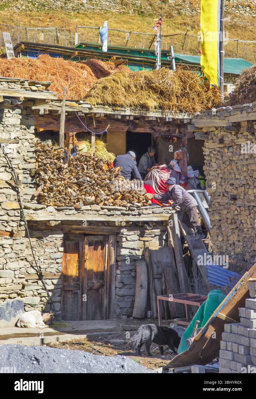 Himalaya, Nepal - die berühmte Wanderung auf dem Dach der Welt genannt Annapurna Circuit im Himalaya Bergmassiv mit 8000 Metern Stockfoto
