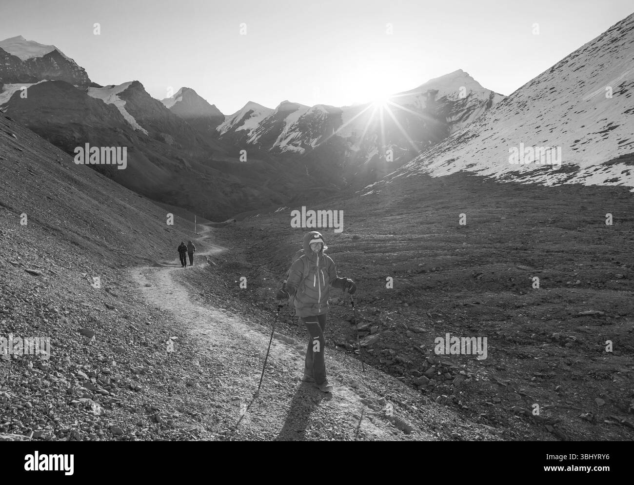 Himalaya, Nepal - die berühmte Wanderung auf dem Dach der Welt genannt Annapurna Circuit im Himalaya Bergmassiv mit 8000 Metern Stockfoto