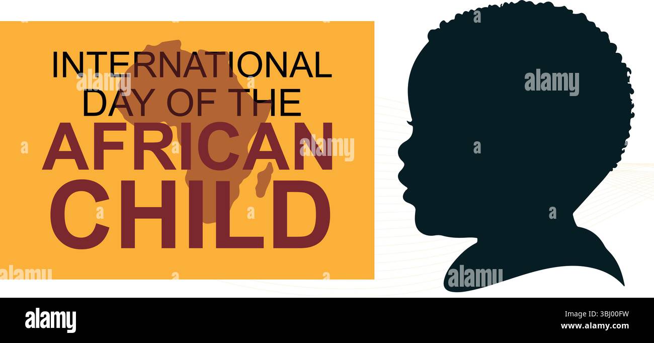 Afrikanisches Poster zum Kindertag mit überlappender Silhouette und Karte Stock Vektor