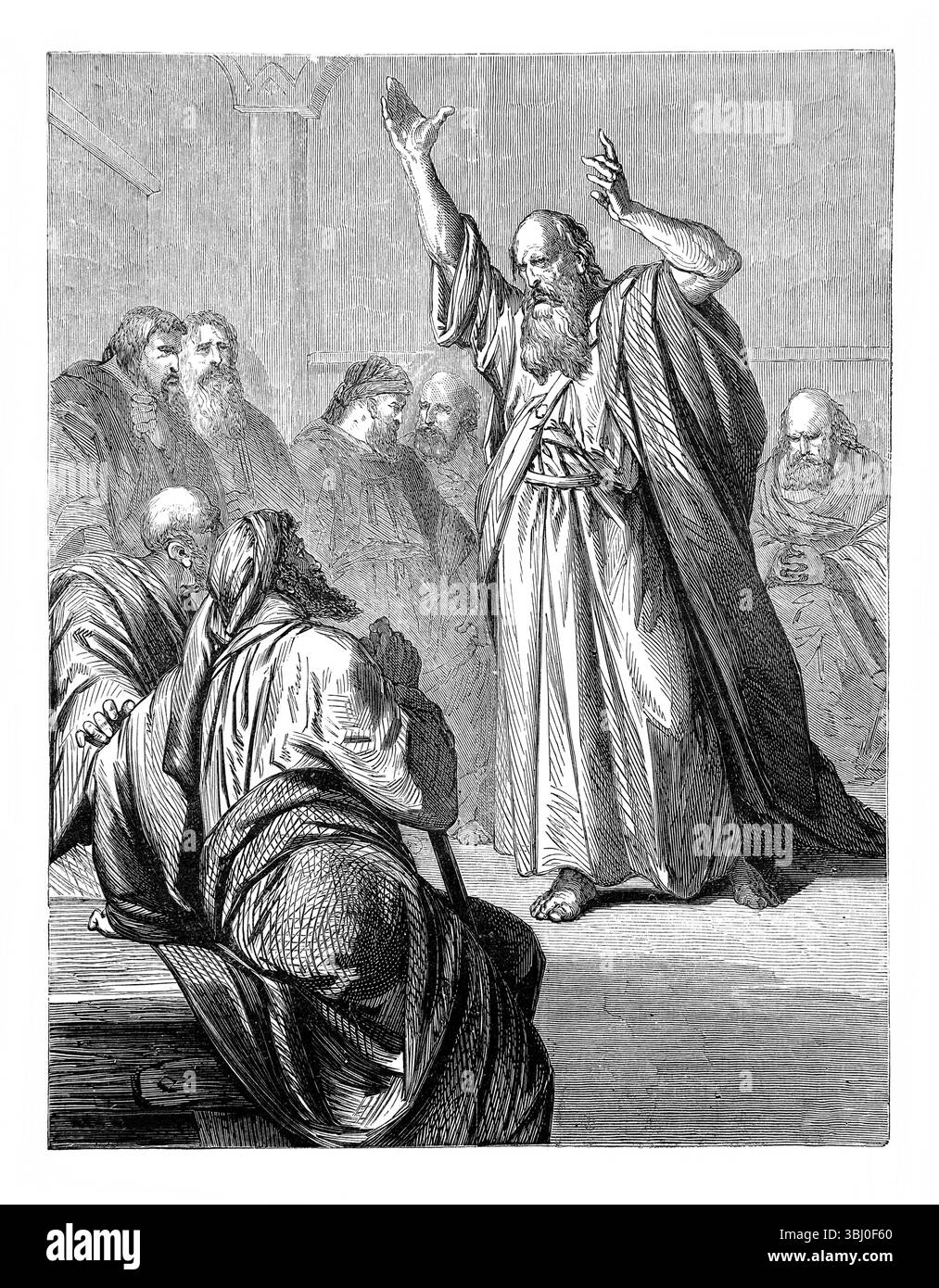 Hesekiel prophezeite den Ältesten, die ihn besucht hatten (Hesekiel XIV.1). Der Herr sagte ihm, sie hätten Idole in ihren Herzen aus dem antiken 19. Jahrhundert, dem H Stockfoto