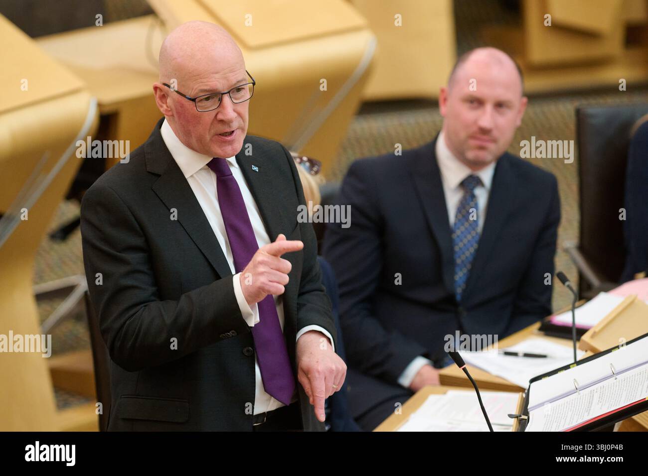 Edinburgh Schottland, Vereinigtes Königreich 12. Juni 2025. Erster Minister John Swinney im schottischen Parlament für erste Ministerfragen. Credit sst/alamy Live News Stockfoto