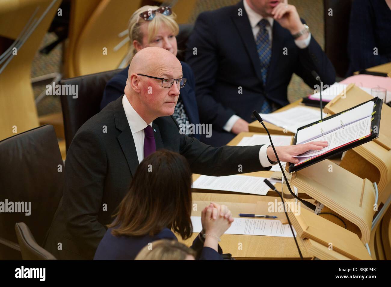 Edinburgh Schottland, Vereinigtes Königreich 12. Juni 2025. Erster Minister John Swinney im schottischen Parlament für erste Ministerfragen. Credit sst/alamy Live News Stockfoto