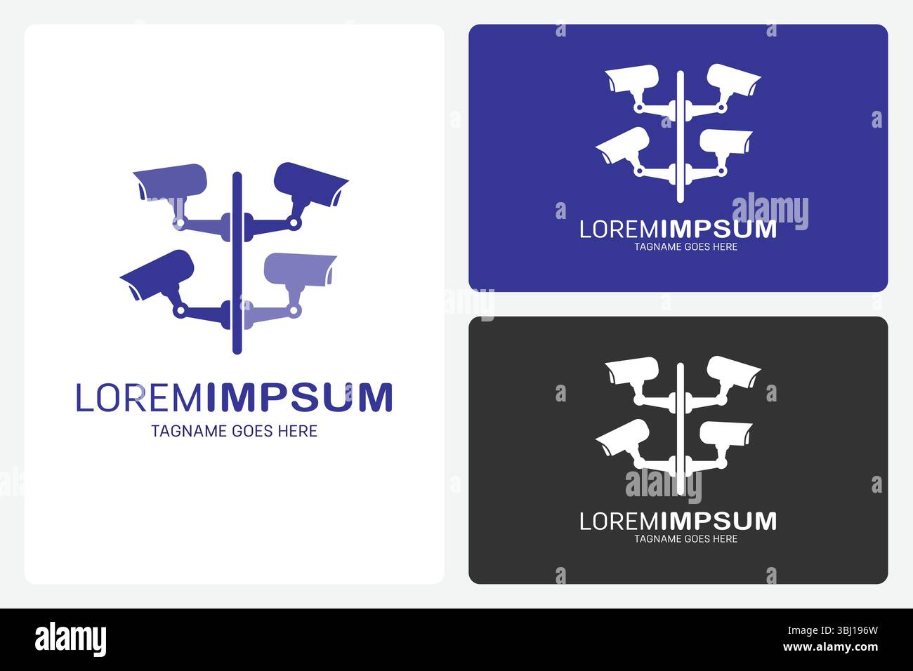 Netzwerklogovorlage Für Überwachungskameras. Dieses Logo bezieht sich auf Überwachungskameras, es stellt ein Sicherheitsüberwachungssystem für Gebäude dar Stock Vektor