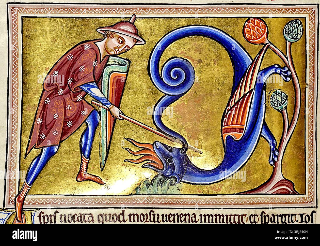 Aberdeen Bestiary - Drachentöter - 1542 Stockfoto