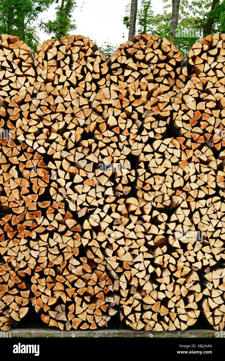 Stapelfeuerholz in Frankreich Stockfoto